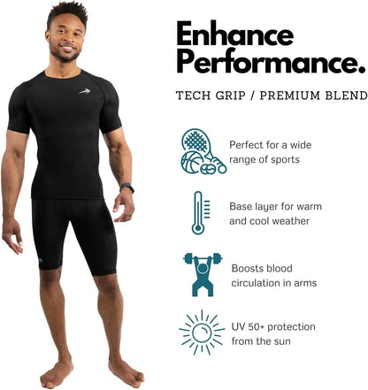 Men'S Compression Shirt - Athletic Base Layer for Workouts Running Dry Fit Athletic Training